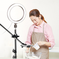 26CM fotografia Led wideo lampa pierścieniowa koło wypełnienie oświetlenie zdjęcie z kamery Studio telefon lampa do Selfie z stojak trójnóg ramię wysięgnika 6